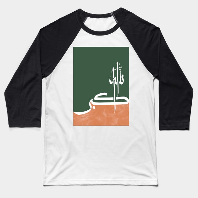 Modern Arabic Calligraphy of Allah Akbar Baseball T-Shirt by arcanumstudio